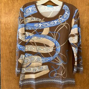 J.McLaughlin Brown and Blue Patterned Top
Size Large